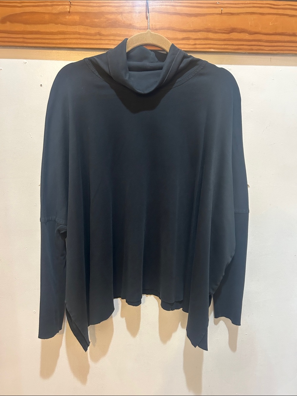 Relaxed Black Long Sleeve Dolman Cowl Neck Top - Planet